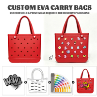 Bolso Tote de EVA de Color Sólido, Lavable, Portátil, para Compras, con Dijes Aleatorios, Impermeable, de Hombro Abierto, Ligero, para Fin de Semana