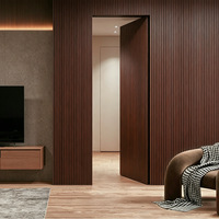 Porte coulissante invisible intégrée en bois massif multicouche pour mur de fond de salon, porte escamotable, porte dissimulée
