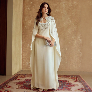 Robe longue de soirée de luxe <span class=keywords><strong>vert</strong></span> menthe à sequins et perles, sans manches, pour femme, avec option cape, livraison rapide, logo personnalisé - Product Image 3