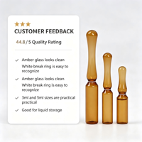 Ampoule en verre ambré 1ml 3ml 5ml, flacon en verre borosilicate à col rond, flacon vide à fermeture facile, vente en gros