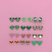 Halloween Noël Été Pastèque Souris Tête Boucles D'oreilles Unisexe Acrylique Bijoux Mignon Fleur Motif Anniversaires Fille