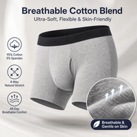 Caleçons Boxers pour Hommes Anti-Fuites 300 ml, Extensibles dans 4 Directions, en Coton Respirant et Doux, pour le Contrôle de l'Incontinence Urinaire - Vente en Gros