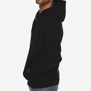 Sweat-shirt à fermeture éclair caché à capuche en coton épais personnalisé Sweatshirts brodés à manches longues de couleur unie - Product Image 2