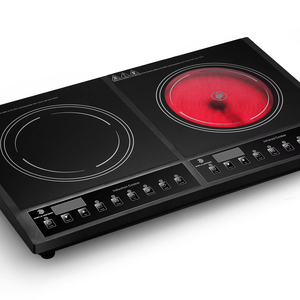 Cuisinière à induction infrarouge double zone avec contrôle de température, 2000W et brûleur combiné, cuisson simultanée à double zone infrarouge et - Product Image 1