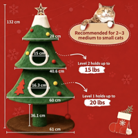 Grande tour pour chat en forme de sapin de Noël avec lit-caverne, griffoir en sisal et jouet pour chat, pour plusieurs chats, vente en gros