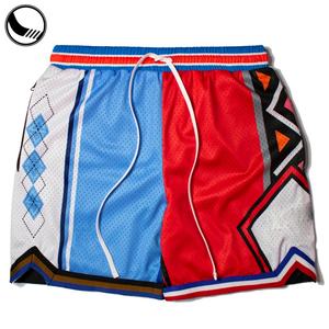 Shorts de basket-ball personnalisés brodés unisexes respirants grande taille vintage en satin imprimés par transfert thermique - Product Image 6