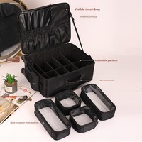 Trousse de Maquillage à Roulettes Personnalisable avec Logo, Faible MOQ, en Tissu Oxford 1680D, Compartiments EVA Divisibles, Grande Capacité, Vente en Gros