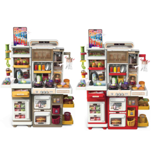 Jouet de <span class=keywords><strong>cuisine</strong></span> pour enfant, maison de jeu, 66 cm, avec double armoire, fonction pulvérisation, table à manger, et kit de pâte à <span class=keywords><strong>modeler</strong></span> avec fonction d'enregistrement - Product Image 1