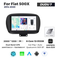 MEKEDE DUDU7, Navegación GPS, Android Auto, Radio para Auto, Reproductor Multimedia con Pantalla 2K para Fiat 500X 2014-2020