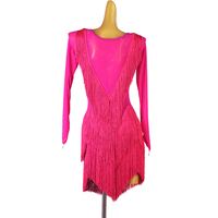 Robe de danse moderne personnalisée de haute qualité à manches longues et à glands avec strass pour salle de bal et scène