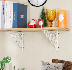 Supports blancs rustiques en fonte pour étagères Support d'angle décoratif en métal vintage Support de porte victorien robuste