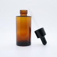 Flacons compte-gouttes en verre de sérum d'huile essentielle cosmétique ambre de 30ml 50ml 100ml avec bouchon de pipette