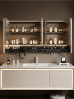 Plan de toilette de salle de bain d'hôtel en pierre frittée moderne sur mesure avec lavabo intégré de luxe, usine OEM ODM