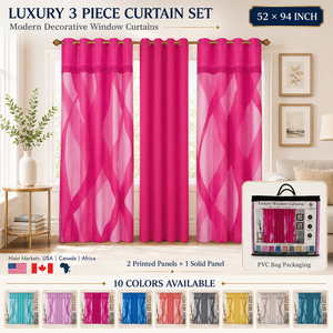 Lüks <span class=keywords><strong>3</strong></span> Parça Oturma Odası Perdesi 52x94 İnç Ağır Kumaş Pencere Perdeleri Grommet Üstlü Perdeler Toptan Satış - Product Image 1