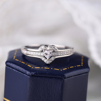 Bagues ou alliances tendance en argent sterling 925 de luxe pour femmes, plaquées platine, double cœur en zircon, BD0414