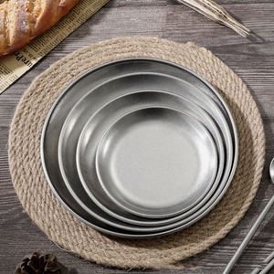 Assiettes de dîner en acier inoxydable de style japonais vintage, pratiques, mates, rétro, coréennes, pour le camping en plein air, style industriel ancien - Product Image 1