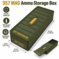 Boîte de rangement pour munitions 357 Magnum, capacité de 102 cartouches, PVC léger, portable, empilable, organisateur de munitions pour cartouches, noir