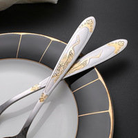 Ensemble de fourchettes et cuillères en acier inoxydable, finition brossée, nouveau style chinois, pour fruits et nouilles instantanées, haute valeur esthétique