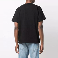 T-shirts pour hommes en coton 100% surdimensionnés de haute qualité personnalisés Hip Hop avec une grande poche poitrine en tissu peigné noir