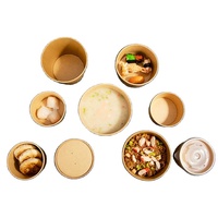 Saladier en papier jetable avec couvercle en plastique pour emporter les aliments et les restaurants, vente en gros