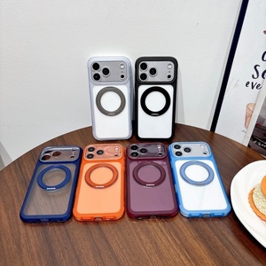 เคสโทรศัพท์ใสแม่เหล็กสุดหรูสำหรับ iPhone 18 14 15 16 17 Pro Max แบบ 360 องศา °   ขาตั้งวงแหวนโลหะ ฝาหลังกันกระแทกสี่มุม - Product Image 2