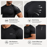 T-shirt de compression pour homme, léger, en nylon et élasthanne, coupe ajustée, pour entraînement et sport, fabriqué sur mesure par HUCAI OEM.