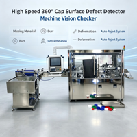 Système d'inspection visuelle CCD BMG, protection IP55, haute précision, alimentation automatique des bouchons de bouteilles, détection des défauts, équipement de détection des taches et des rayures
