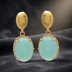 Boucles d'oreilles ethniques unisexes bohèmes faites à la main en laiton et pierres précieuses - Product Image 3