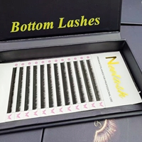 Extensions de cils inférieurs à marque privée 5/6/7mm, courbure J classique/plat, 0.07 0.10 0.15 0.20, extensions de cils individuels sous les cils
