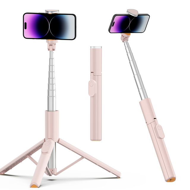 All-in-1 57.48" Extendable Foldable Portable Tripod Selfie Stick with Wireless Remote Smartphone Stand Compatible iPhone Android