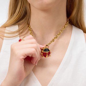 <span class=keywords><strong>Collana</strong></span> J&D Vintage Autunno Inverno con Ciondolo <span class=keywords><strong>Coccinella</strong></span> in Smalto Rosso e Nero su Catena Ovale in Acciaio Inossidabile - Product Image 6