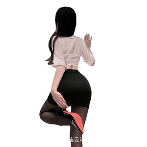 Sexy Deep V Secretary Set for Nighttime Lingerie, See-through Uniform for Small-Breasted Women - Product Image 1