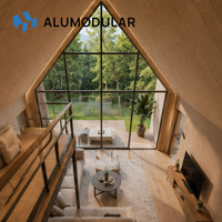 Maison modulaire en A, structure en acier, revêtement en aluminium, toit à pignon, chalet clé en main, entièrement meublé, design personnalisé
