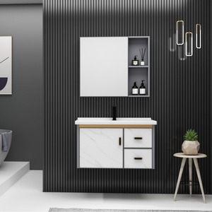 Mueble de Baño Moderno CR de 80 cm, Gabinete de Aluminio, Lavabo de Cerámica de una Pieza - Product Image 1