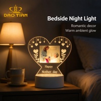 Plaque Photo Lumineuse LED Cœur Personnalisée en Gros, Alimentée par USB, Décoration de Bureau pour Anniversaire, Mariage, Anniversaire de Mariage