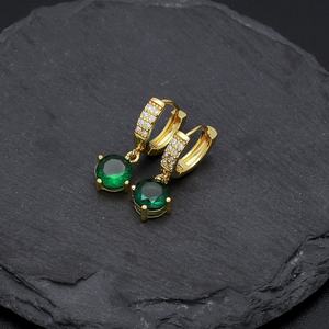 Pendientes de Aro JXX Chapados en Oro de 24K con Circonitas de Colores de Moda para Mujer, Precio al por Mayor para Regalo, Material Principal Latón - Product Image 2