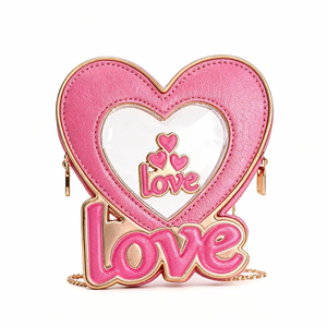 Bolso de Hombro Romántico Personalizado con Forma de Corazón y Ventana Transparente, Cadena Rosa, para un Estilo Dulce - Product Image 5