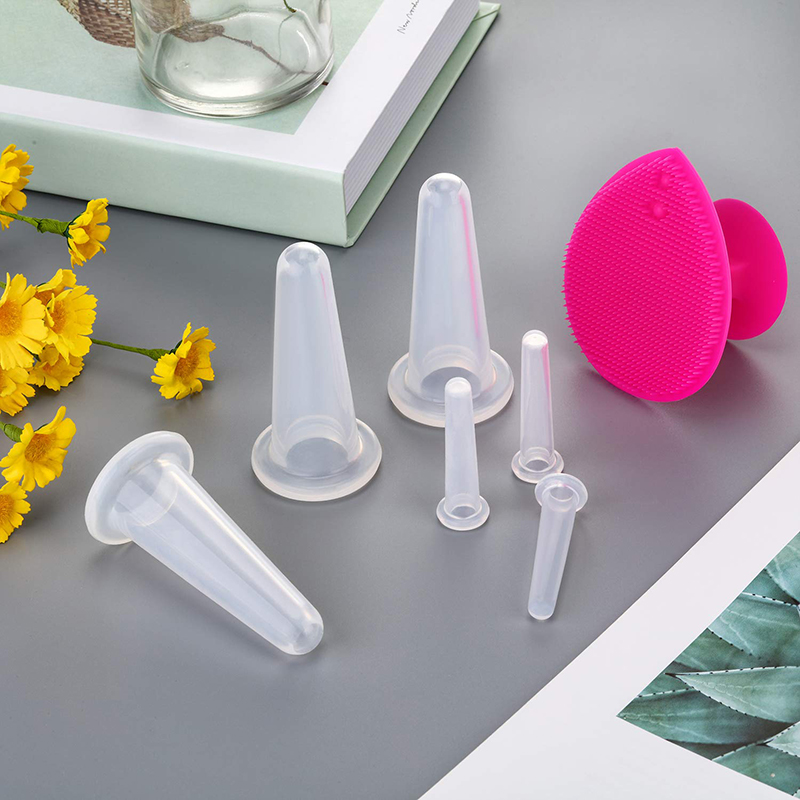wholesale 7 piece facial silica cans self therapy cupping vacuum cups silicone suction cup massage