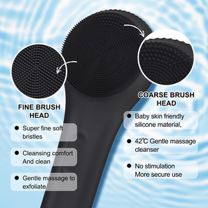 <b>Heating</b> and 5 Gears Adjustable Vibrating Baby Food Grade Silicone Face Brush IPX7 Waterproof Face Cleaner - Product Image 2
