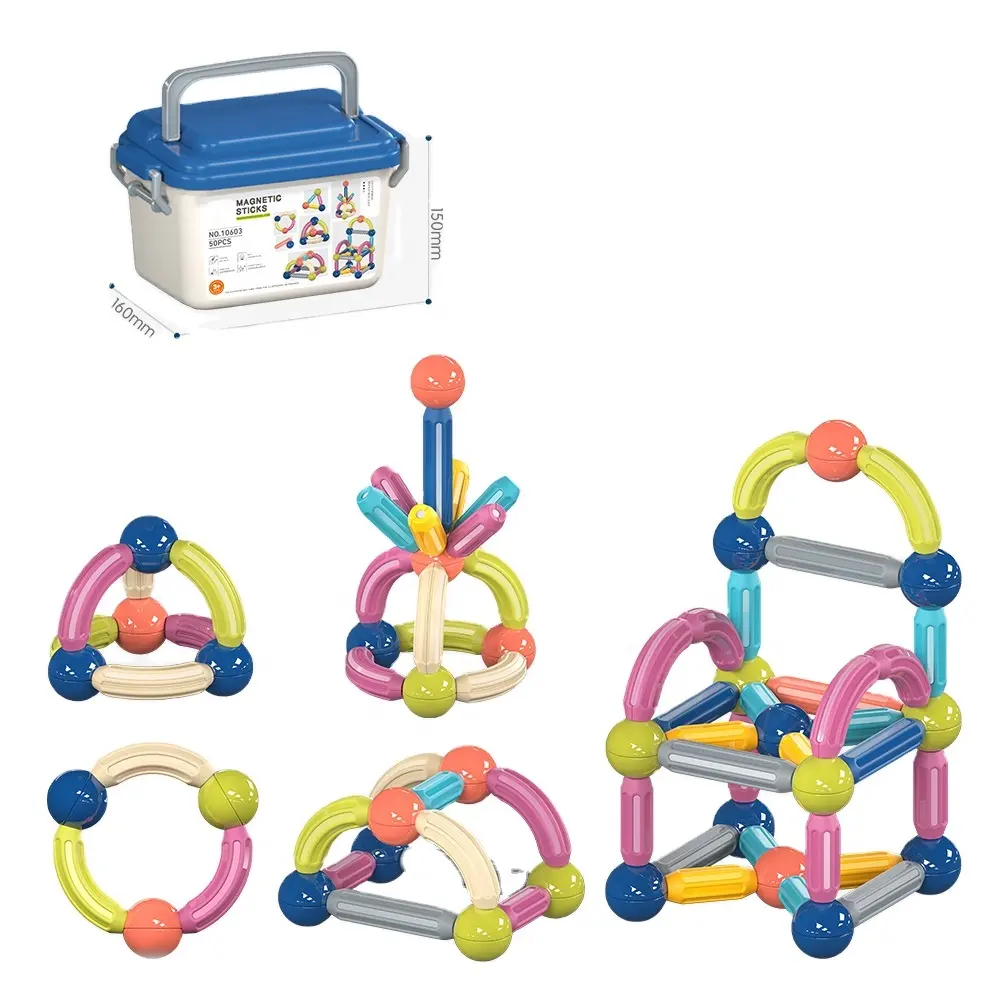 Palos y bolas magnéticas Juguetes educativos Juguetes magnéticos Varillas Vástago Juguete magnético colorido