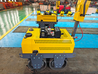 Rouleau Vibratoire à Double Tambour Honda GX270 6.3kW Haute Efficacité, Compacteur de Sol pour Travaux Routiers avec Pompe et Moteur