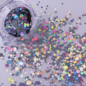 Nail Art 3D en plastique écologique Trembles Net Red Disco Round Laser Sequins Size Mixed Flash Bright - Product Image 3