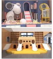 Solution clé en main pour une aire de jeux intérieure pour les jeunes enfants avec un ensemble d'équipements de jeu doux pour les tout-petits et un toboggan doux
