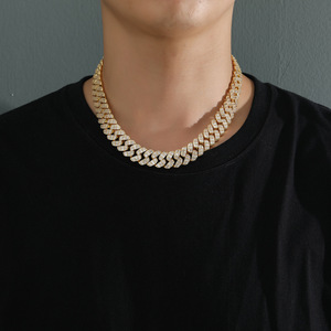 17Mm Ladder Square Cuban Chain Spring Buckle Heavy Industry Men's Necklace, Hip Hop Bracelet Accessories Tanjing Fashion - Product Image 3