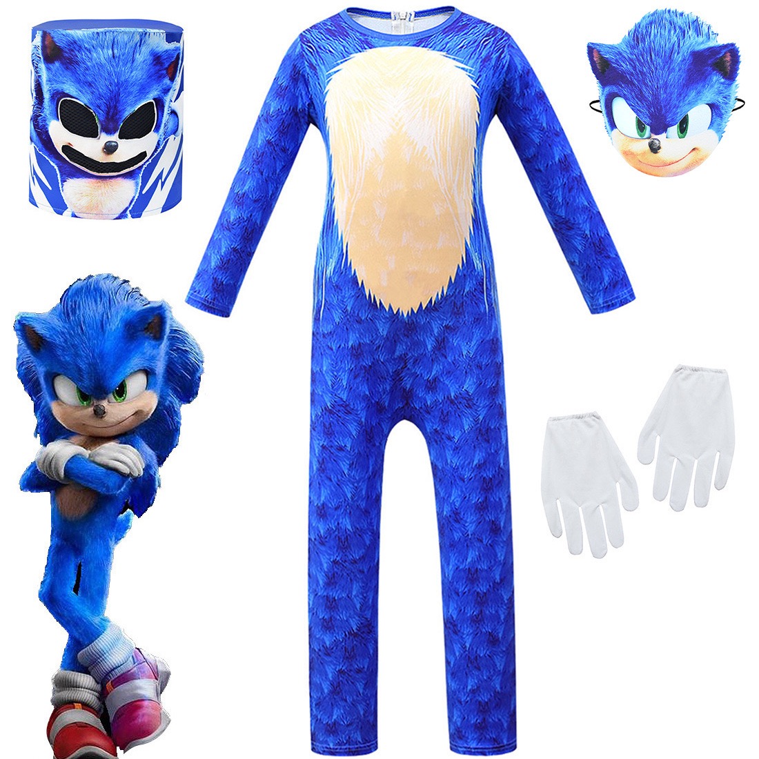 Hot Sale Kids Sonic Character Full Set Cosplay Halloween or Carnival Costumes