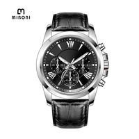 Montre-bracelet à quartz pour homme avec boîtier en alliage, bracelet en cuir, cadran en verre et aiguilles, vente en gros directe d'usine chinoise