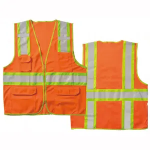 Reflective High Visibility Safety Vest with Pockets and Zipper Breathable Neon Working Vest for Men Women Work Construction Vest