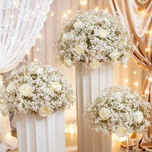 Bouquet de <span class=keywords><strong>fleurs</strong></span> artificielles en soie Gypsophila de 80 cm, nouveau style, gaufrées, moulées par injection, pour scène de mariage, décoration de la Saint-Valentin - Product Image 2