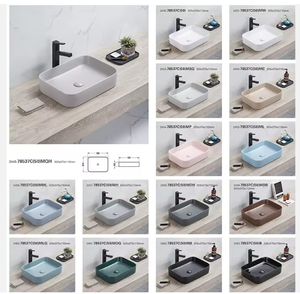 Lavabo de salle de bain en céramique mat coloré, design élégant et inaltérable, pour hôtel, à poser sur comptoir, lavabo artistique couleur mate - Product Image 3