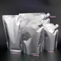 Pochette en aluminium réutilisable et durable de 500 ml et 1000 ml avec bec verseur pour jus, bière, boissons, emballage à emporter